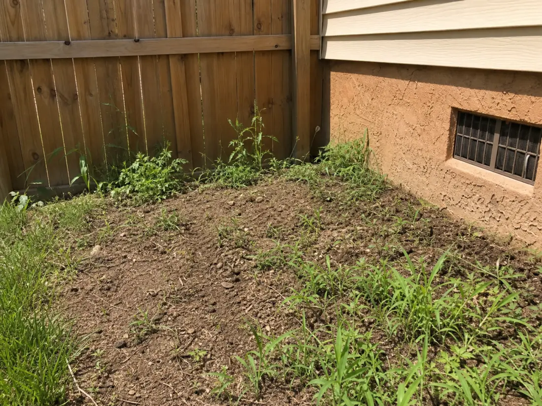 Sparse garden bed before AI landscape design