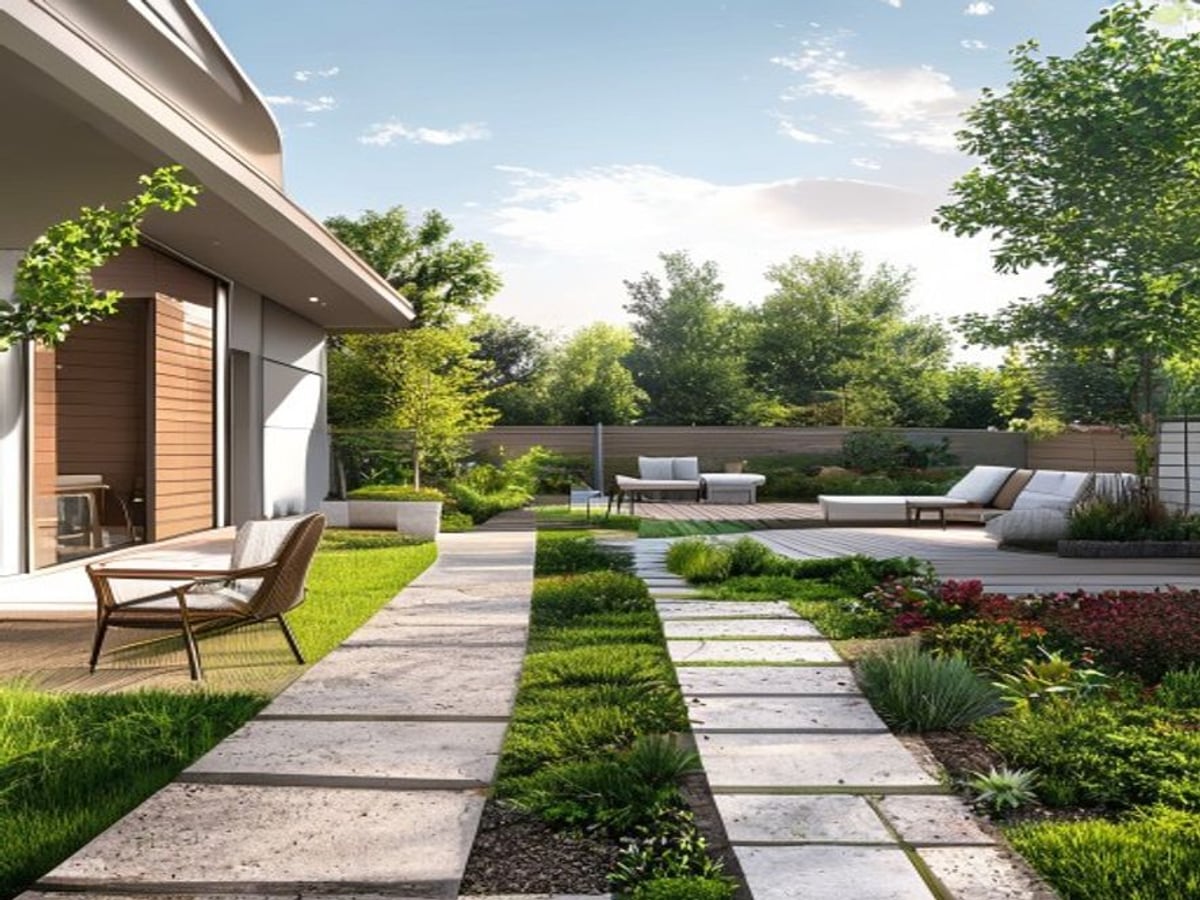 AI yard planner before and after landscape design concept